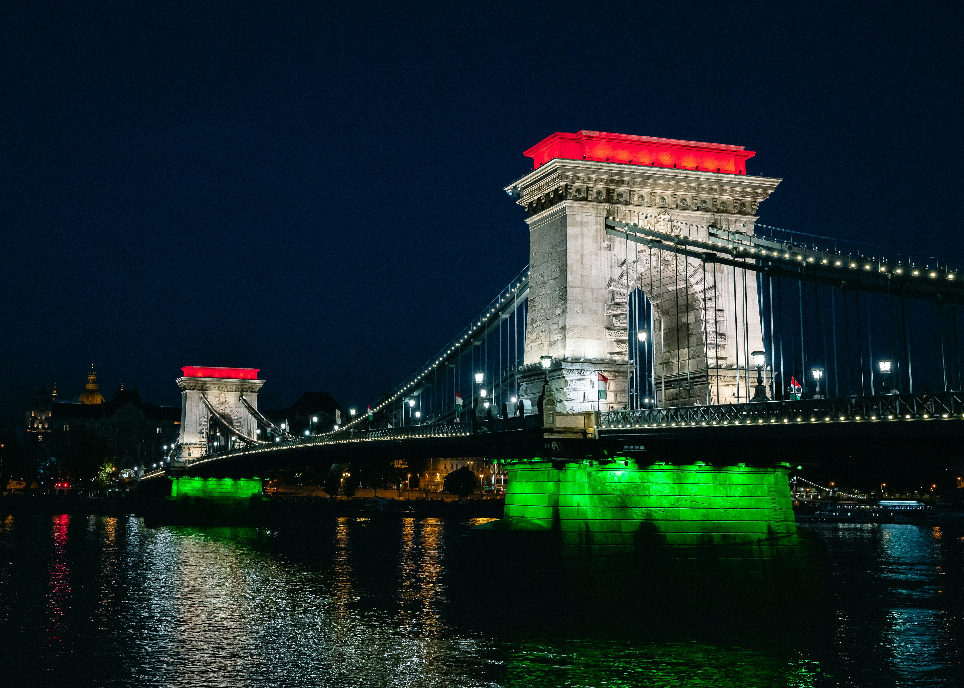 white concrete bridge during night time